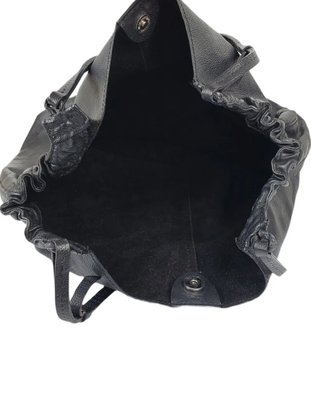 Black Pebbled Leather Large Slouchy Ruched Hobo Shoulder Bag Purse Tote 2009